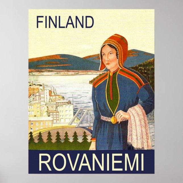 Rovaniemi, Finland, kvinna vid kusten Poster (Framsidan)