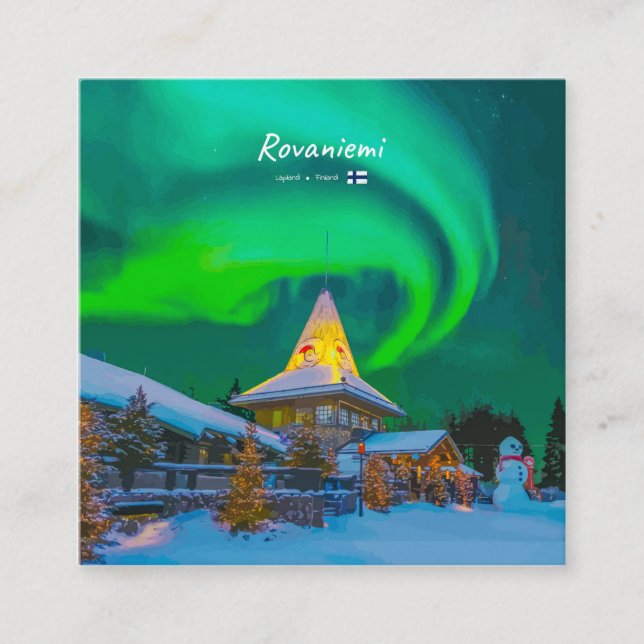 Rovaniemi, Finland - Magisk Aurora Fyrkantigt Visitkort (Framsida)