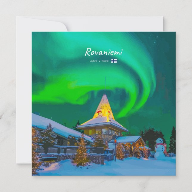 Rovaniemi, Finland - Magisk Aurora Inbjudningar (Framsida)