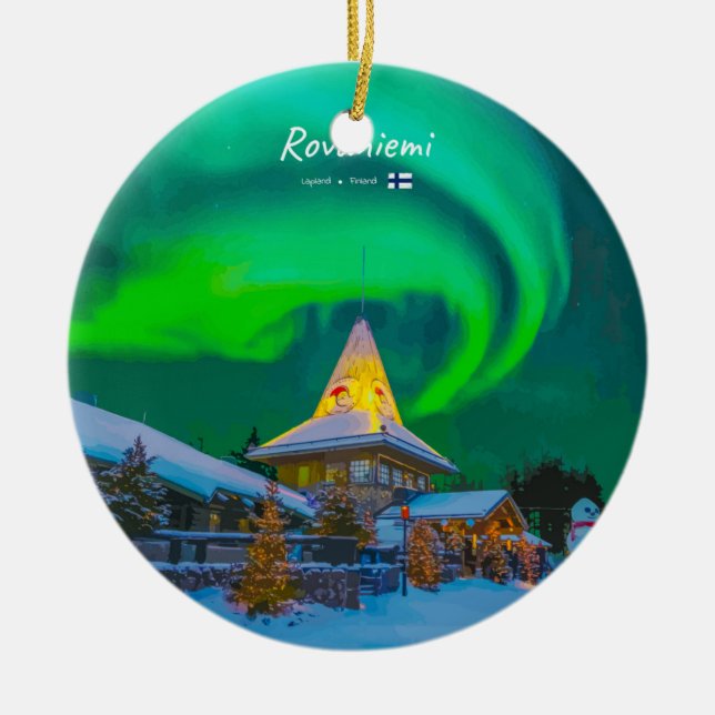Rovaniemi, Finland - Magisk Aurora Julgransprydnad Keramik (Framsidan)