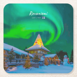 Rovaniemi, Finland - Magisk Aurora Underlägg Papper Kvadrat