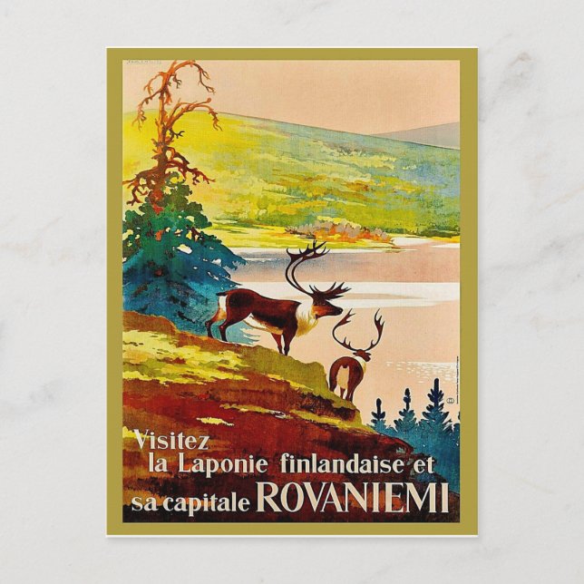 Rovaniemi, Finland, renar på kusten Vykort (Framsida)