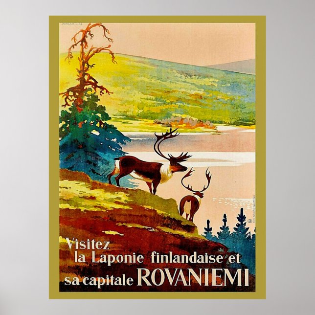 Rovaniemi, Finland, renar vid kusten Poster (Framsidan)