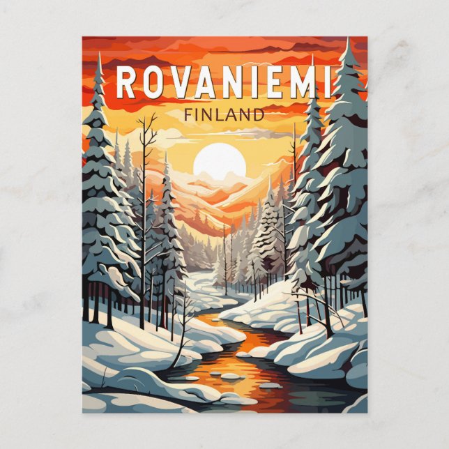 Rovaniemi Finland Resa Konst Vintage Vykort (Framsida)