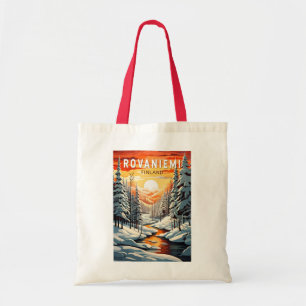 Rovaniemi Finland Travel Art Vintage Tygkasse