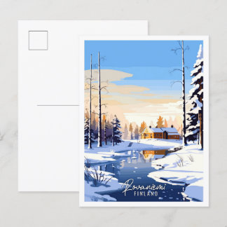 Rovaniemi Finland vintage resor illustration Vykort
