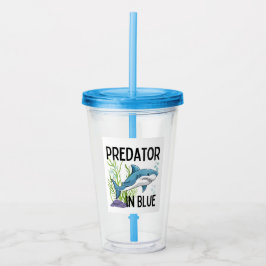 rovdjur i blåton , haj, seriefigur stil take away mugg