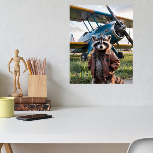 Rovdjurs Pilot Flygplan Roligt Vilda Djur Poster