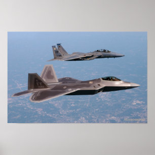 Rovfågel F-22 och örn F-15 Poster