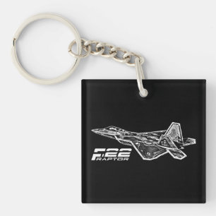 ROVFÅGELN F-22 kvadrerar (tvåsidiga) Keychain