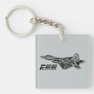 ROVFÅGELN F-22 kvadrerar (tvåsidiga) Keychain