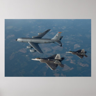 Rovfåglar F-22 och KC-135 Stratotanker Poster