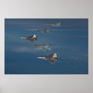 Rovfåglar F-22 och örnar F-15 Poster