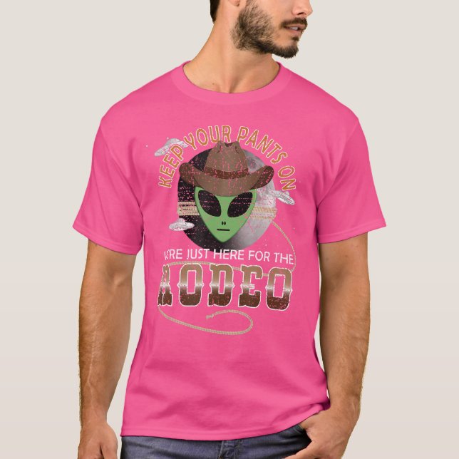 Rovfångst Roligt Ufo Western T Shirt (Framsida)