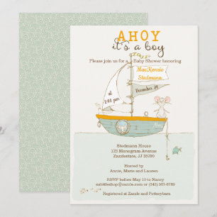 Row Boat Baby Shower-inbjudan till en pojke Inbjudningar