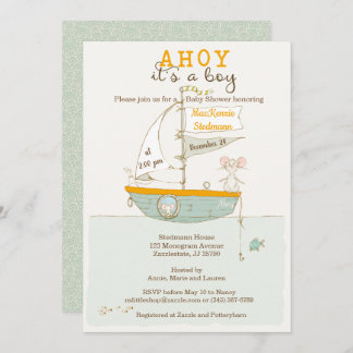 Row Boat Baby Shower-inbjudan till en pojke Inbjudningar