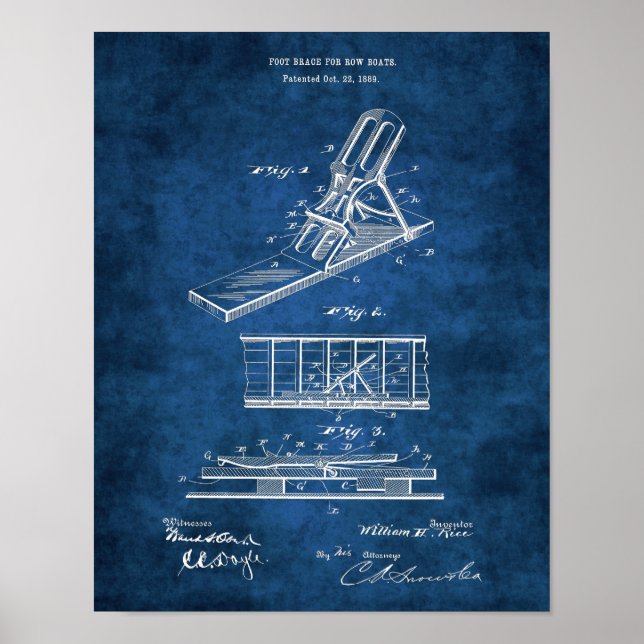 Row Boat Foot Brace Patent 1889 Poster (Framsidan)