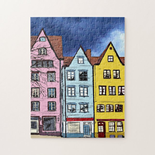 ROW HOUSES ART JIGSAW PUZZLE PUSSEL (Vertikal)