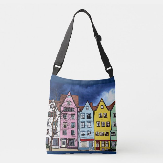 ROW HOUSS ART ALL ÖVER UTSKRIFT CROSSBODY BAG AXELVÄSKA (Framsida)