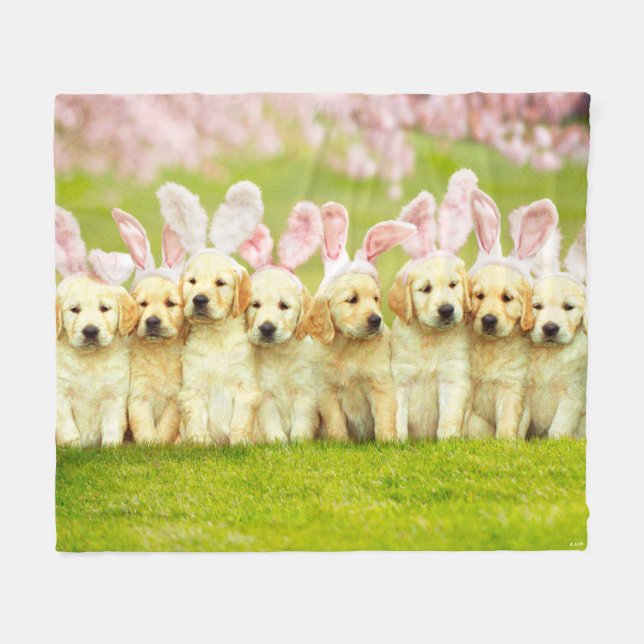 Row of Puppy Bunnies Fleecefilt (Framsidan (Horisontell))