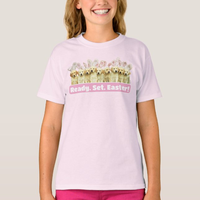 Row of Puppy Bunnies T Shirt (Framsida)