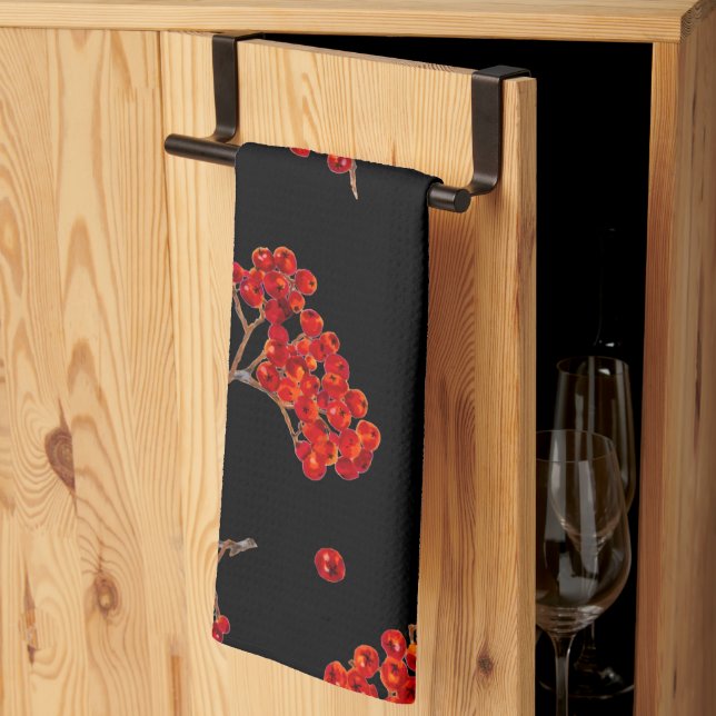 Rowan Berry Kitchen Towel Black Kökshandduk (Thirds Fold)
