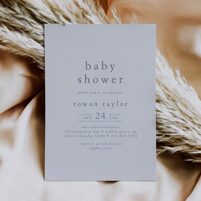 ROWAN Boho Modern Boy Blue Simple Baby Shower Inbjudningar (ROWAN Boho Modern Boy Blue Simple Baby Shower Invitation)