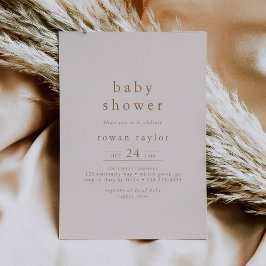 ROWAN Boho Rosa Guld Girl Simple Baby Shower Inbjudningar