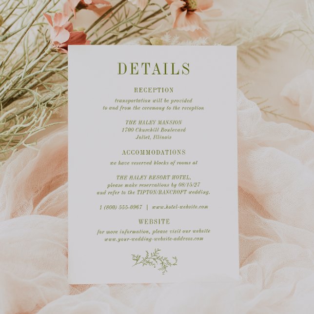ROWAN Botanical Wedding Details Card Inbjudningar (Skapare uppladdad)