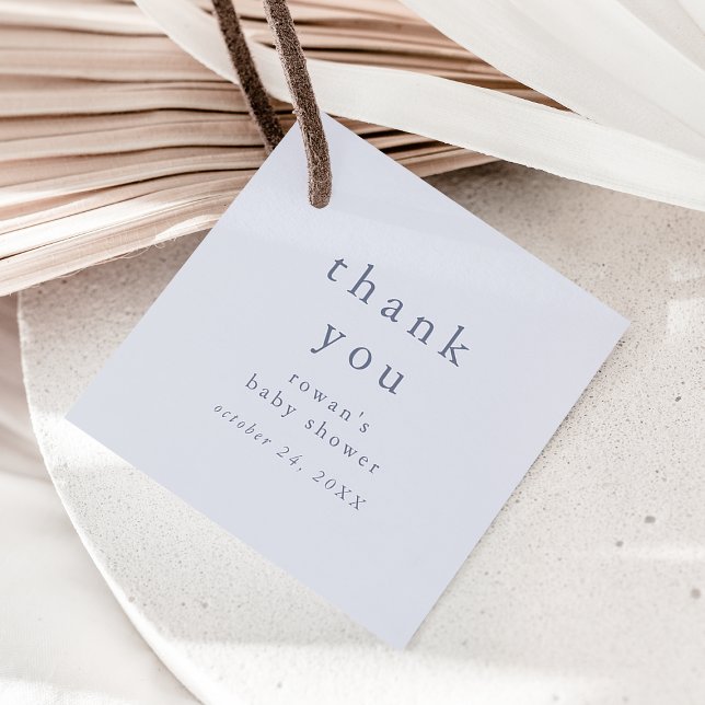 ROWAN Boy Blue Rustic Simple Baby Shower Tack Gåvor Etiketter (ROWAN Boy Blue Rustic Simple Baby Shower Thank You Favor Tags)