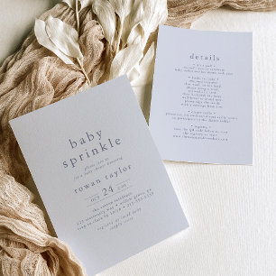 ROWAN Classic Boy Blue Boho Simple Baby Sprinkle Inbjudningar