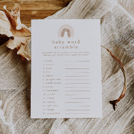 ROWAN Girl Rainbow Baby Shower Ord Scramble Game Inbjudningar