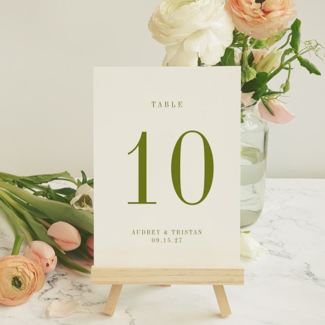 ROWAN Green Wedding Table Number Card Inbjudningar (Skapare uppladdad)