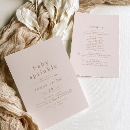ROWAN Neutralt Rosa Guld Boho Simple Baby Sprinkle Inbjudningar