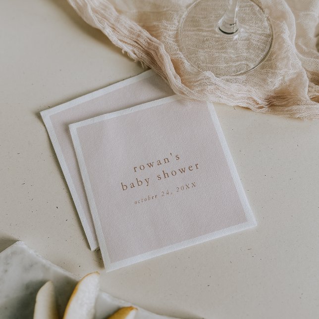 ROWAN Rosa och Guld Rustic Simple Baby Shower Pappersservett (ROWAN Pink and Gold Rustic Simple Baby Shower Napkins)