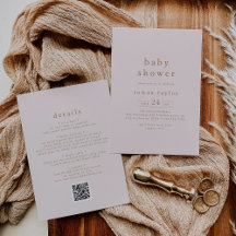 ROWAN Rustic Rosa Guld QR Simple Baby Shower