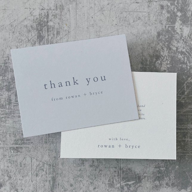 ROWAN Unik Classic Blue Minimalist Modern Simple Tack Kort (ROWAN Unique Classic Blue Minimalist Modern Simple Thank You Card)