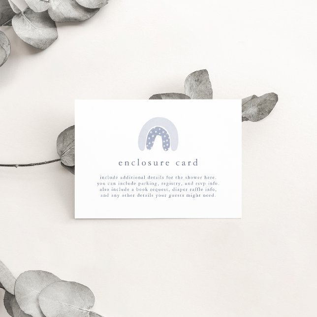 ROWAN Vår Boy Blue Boho Rainbow Shower Tilläggskort (ROWAN Spring Boy Blue Boho Rainbow Baby Shower Enclosure Card)