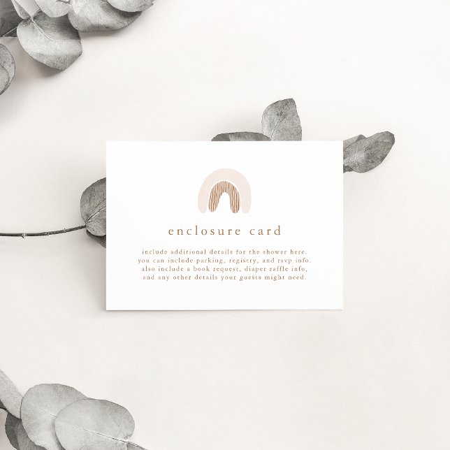 ROWAN Vårflicka Rosa Boho Regnbåge Bebis Shower Tilläggskort (ROWAN Spring Girl Pink Boho Rainbow Baby Shower Enclosure Card)