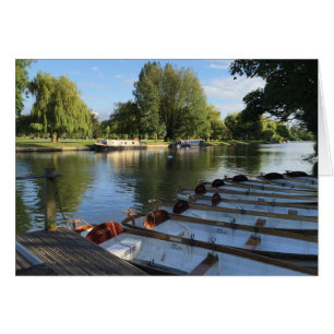 Rowboat Boats on River Stratford On Avon UK Hälsningskort