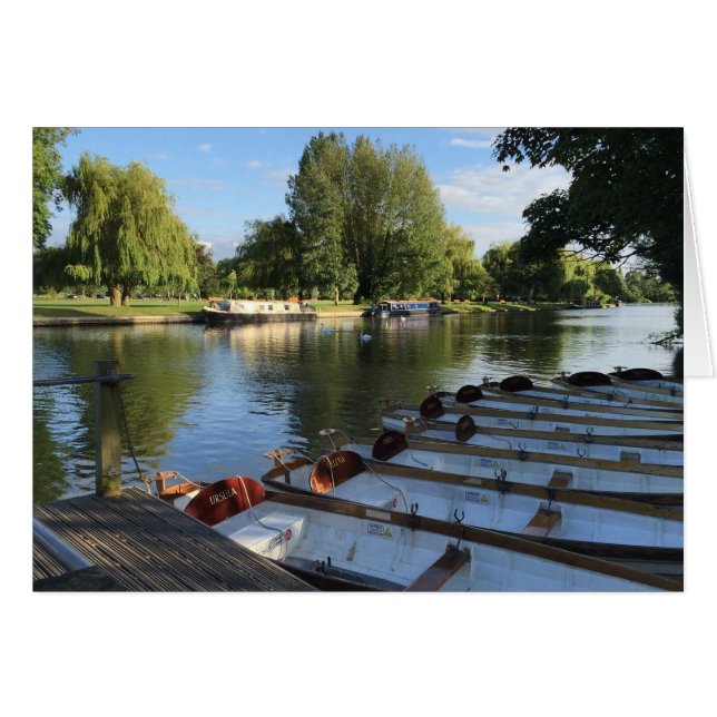 Rowboat Boats on River Stratford On Avon UK Hälsningskort (Framsidan Horizontal)