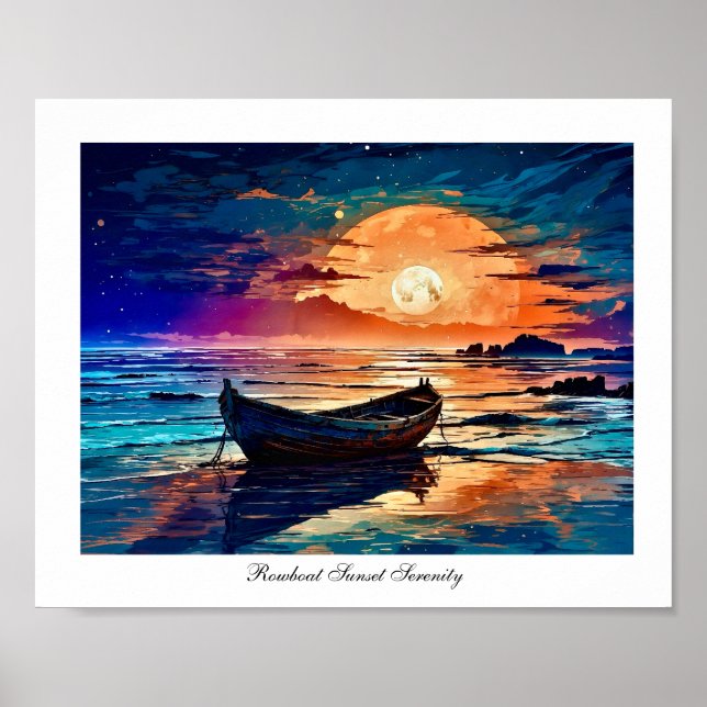 Rowboat Sunset Serenity Poster (Framsidan)