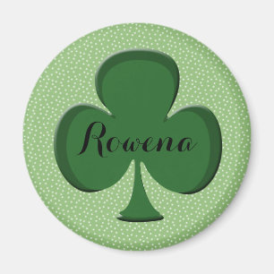 Rowena Irish Shamrock Round Namn Magnet Redigerb