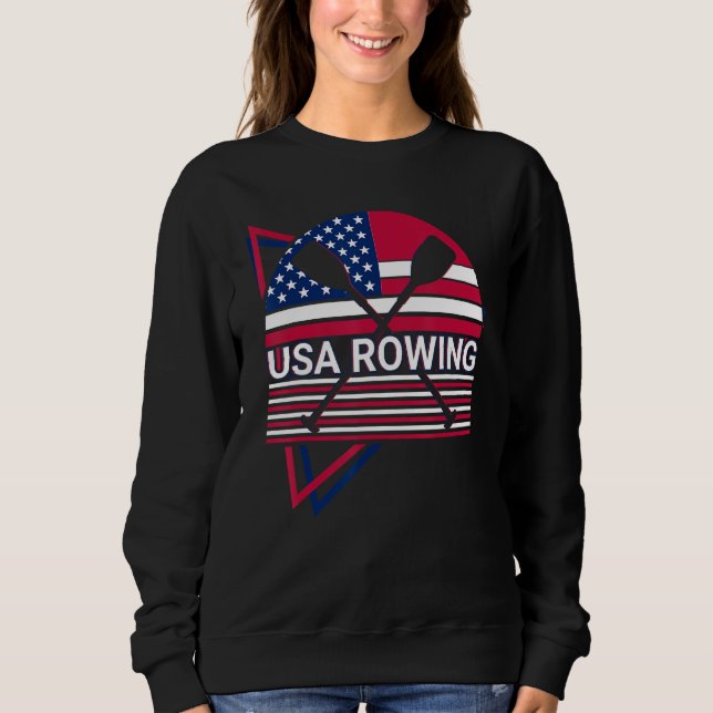 Rowing Row Boat USA Flag Patriotic Usa Rowing T Shirt (Framsida)