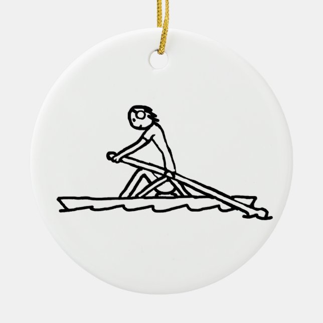 Rowing Stickman Julgransprydnad Keramik (Framsidan)