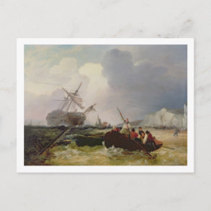 Rows Boat Going to the Aid of a Man-o'-Krig in a a Vykort