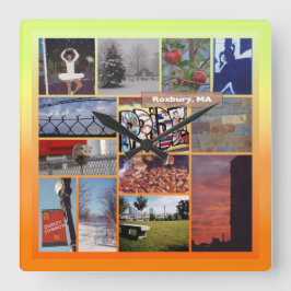 Roxbury, Massachusetts Foto Collage 9958 Fyrkantig Klocka