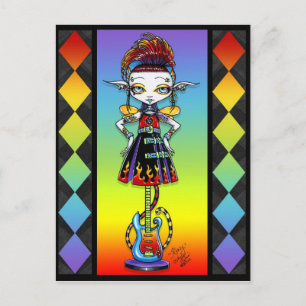 Roxsy Pixie Stick Psychobilly Rainbow Fae-vykort Vykort
