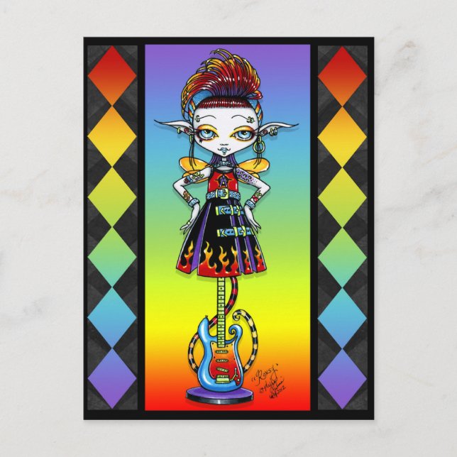 Roxsy Pixie Stick Psychobilly Rainbow Fae-vykort Vykort (Framsida)