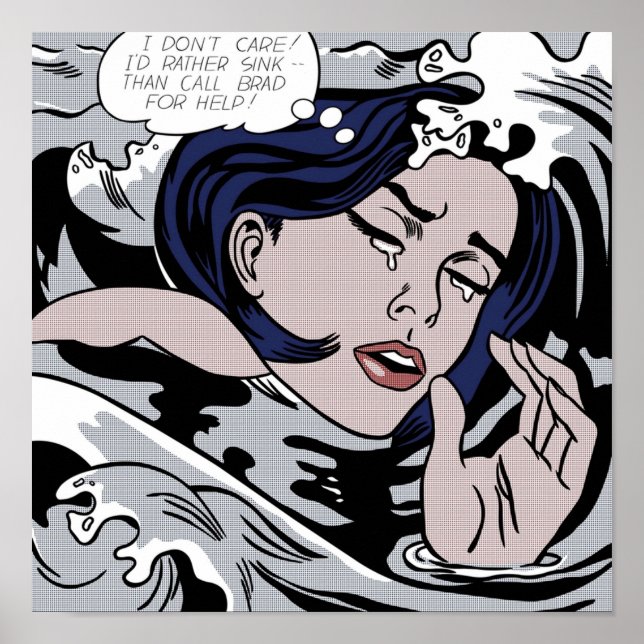 Roy Lichtenstein Drowning Girl Poster (Framsidan)